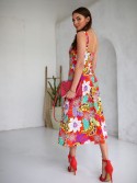 Summer midi dress with straps, orange 3183 - Online store - Boutique